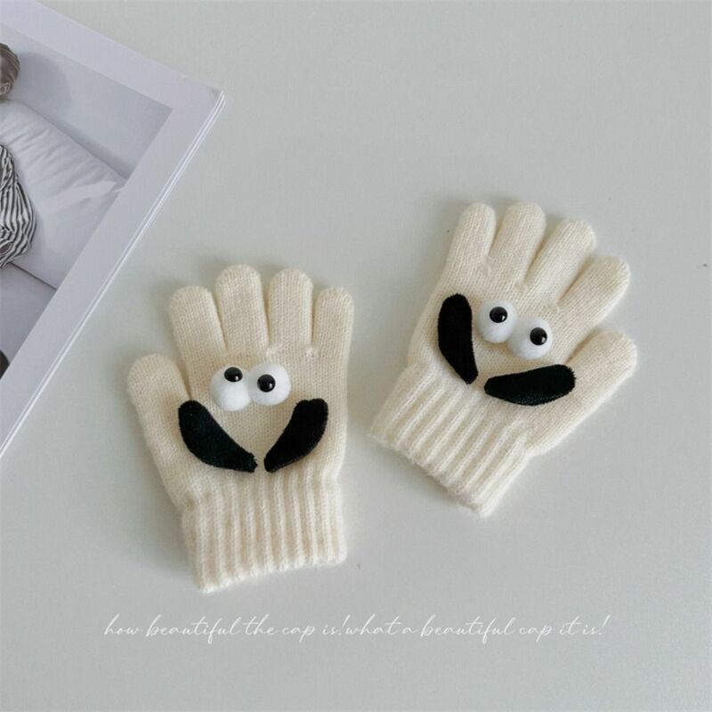 Grube zimowe rękawiczki dziecięce wysokiej jakości śmieszne oczy wiatroszczelne Guantes z pełnym palcem ciepłe rękawiczki jesień zima