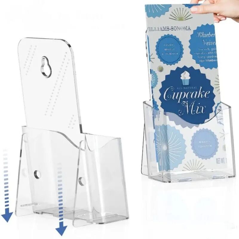 Plastic A6 Brochure Holder Convenient Clear Countertop Pamphlet Holder Portable Organizer Flyer Display Stand