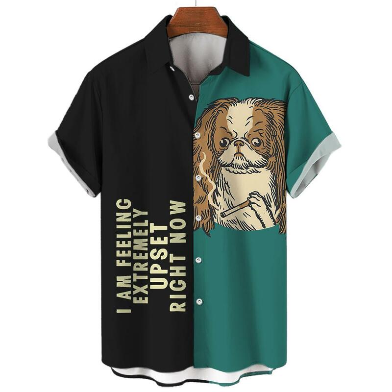 Camisa havaiana com estampa animal 3D masculina, manga curta, extragrande, solta, roupa casual diária, nova, 2022