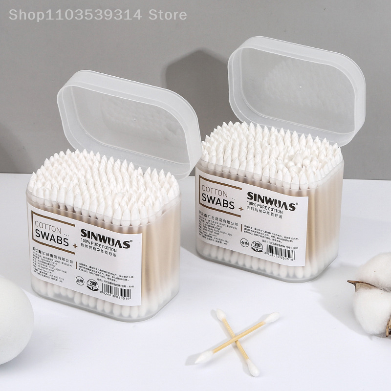 100/200Pcs Disposable Home Dual Heads Ear Cleaning Makeup Cotton Swabs Buds