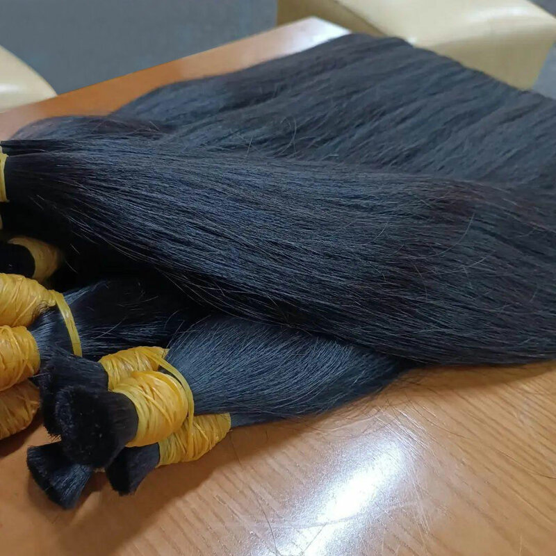Прямые объемные человеческие волосы для плетения, бразильские, 50 г в упаковке, без уточек, 100% необработанные человеческие волосы, Remy, объемные волосы