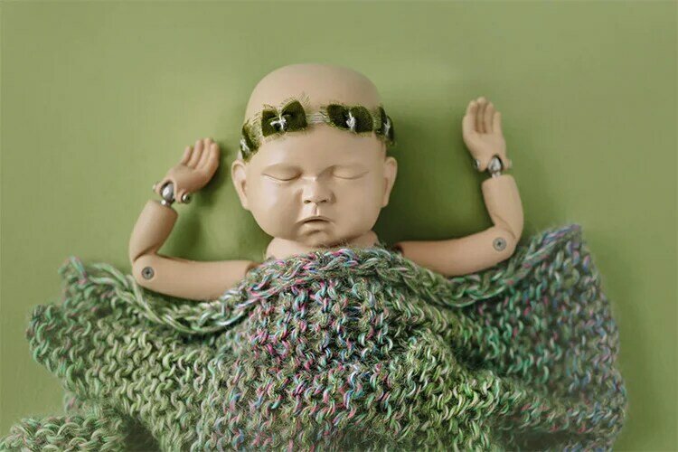 Noworodka fotografia rekwizyty ręcznie robione na drutach Multicolor koc zdjęcie Prop poduszka tła fotografia fotografia studyjna Mat