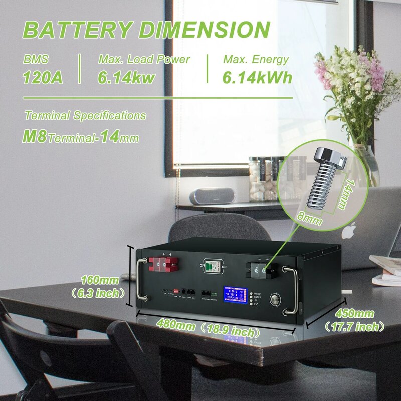 Batería LifePO4 de iones de litio, 48V, 120AH, 100Ah, 200Ah, BMS integrado, 6kWh, 32 paralelo, CAN/RS485, protocolo de comunicación, nueva