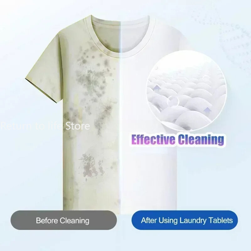 Comprimidos de detergente para a roupa, pó concentrado, sabonete, máquina de lavar roupa, lençóis de limpeza fortes, 30pcs