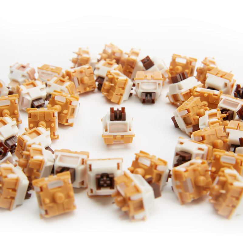 YUNZII Caramel Coffee Pre-Lubed 5-Pin Mute Linear Silent Switch for Hot-swap Gaming Mechanical Keyboard, 35Pcs/Pack