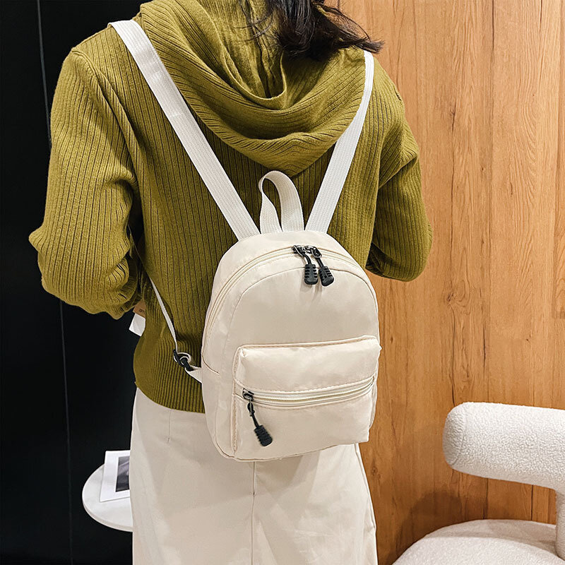 Mini Women's Backpacks 2023 Trend Nylon Female Bag Preppy Style School Travel Bags White Feminina Mini Rucksack For Teen Girls