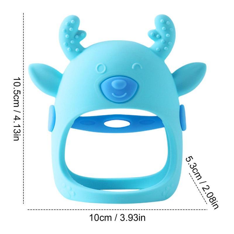 Teething Mittens Silicone Deer-Shaped Teething Mitt Hand Pacifier For Breast Feeding Babies Infants Car Seat Toy For 48 Moths