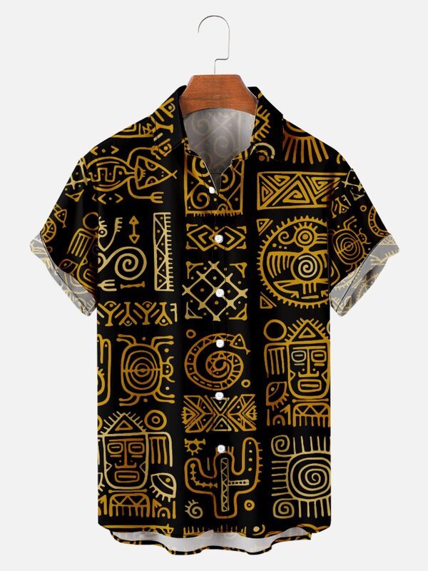 Zomer Vintage Wilde Man Dier En Plant Patroon Shirt Hawaiian Mannen Casual Korte Mouw Losse Ademend Shirt Top