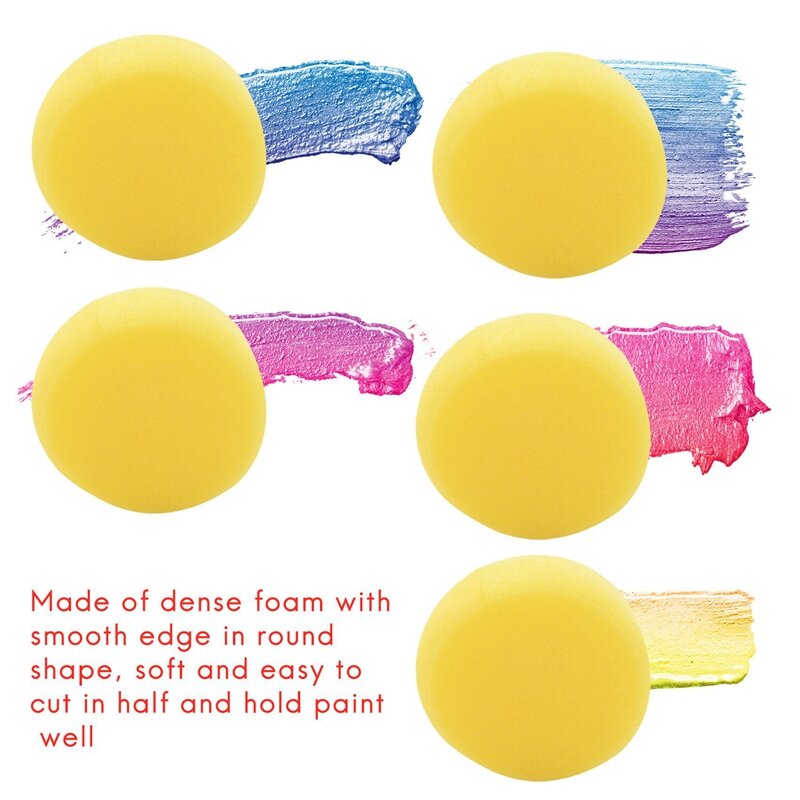20 buah spons kerajinan spons cat sintetik bulat untuk lukisan tembikar cat air spons seni kuning 2.75 inci