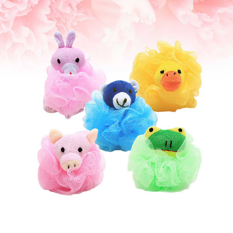 Bola de banho em forma de animal, esponja colorida para crianças, chuveiro, sopro de banho, estilo aleatório, 4 peças