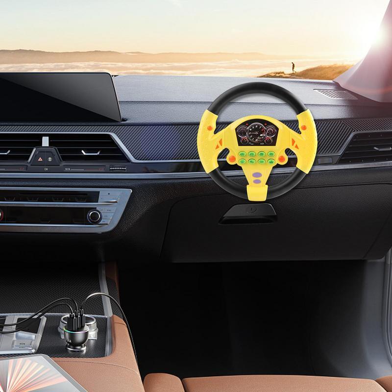 Simulação elétrica Steering Wheel Toy com som claro, Copilot portátil, Simulado Driving Controller, Stroller