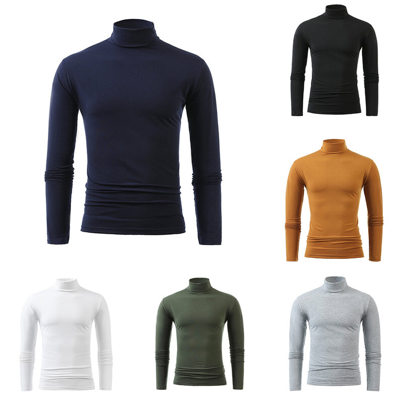 Mens Warm Thermal Undershirt intimo Roll Turtle Neck T Shirt inverno maschio Slim Shirt manica lunga maglione Solid Tops 2023 nuovo