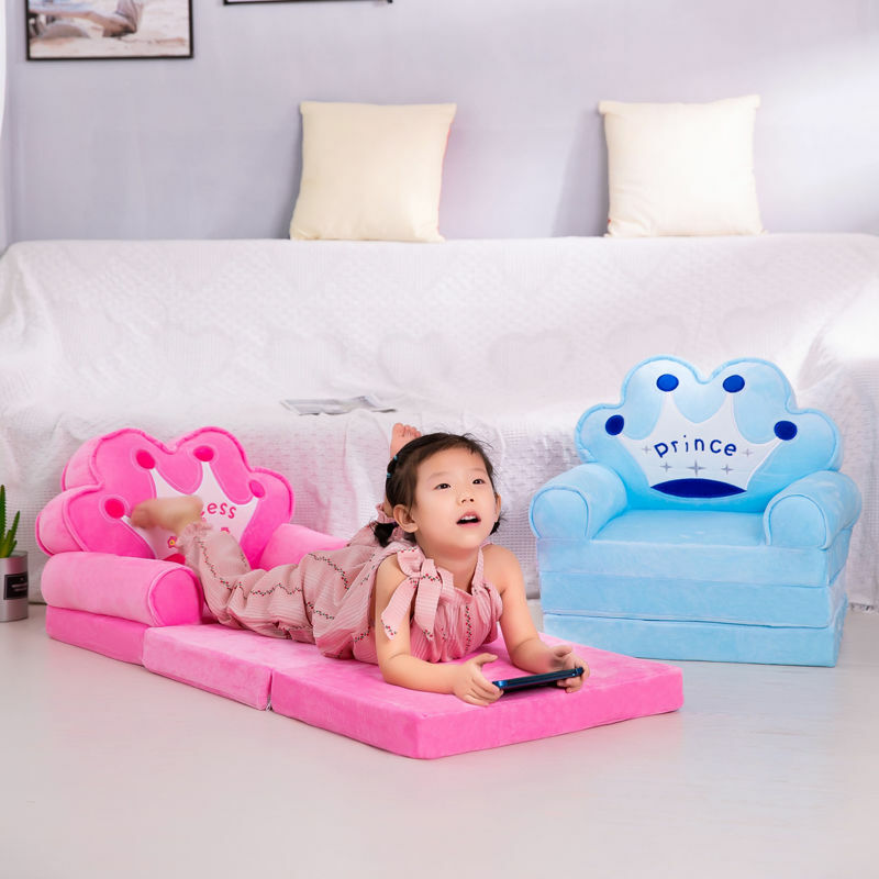 Kids Couch Children Sofa Cover Cartoon Lazy Folding Small Sofas Bed Girl Princess Baby Toddler Dual-purpose Kids Chair Furniture