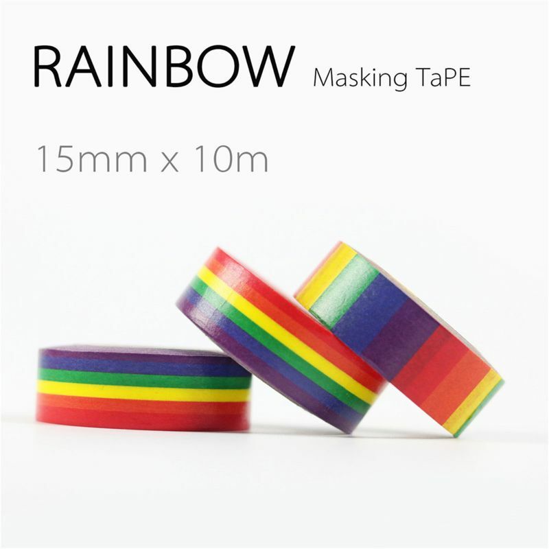 Rainbow Aesthetic Masking Tape Tapes Stickers DIY Scrapbooking Decoration Supplies for Girls Women Students Gifts