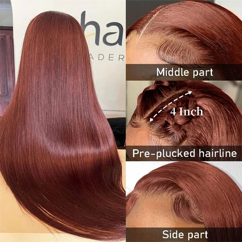 Reddish Brown Hd Lace Wig 13x6 Human Hair Pre Plucked 13x4 Straight Lace Front Human Hair Wig 4x4 Closure Frontal Wigs For Women