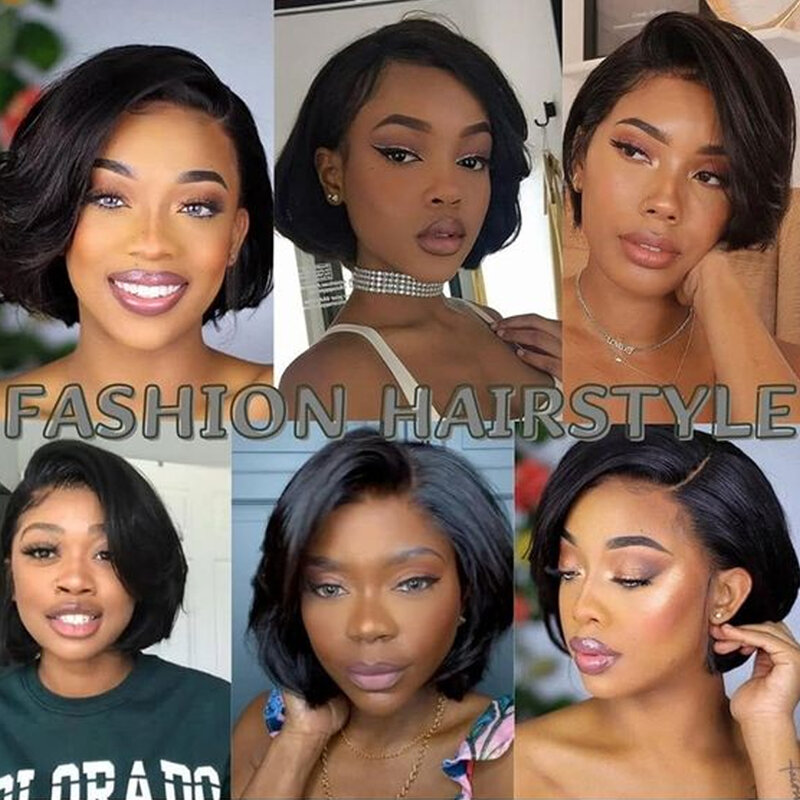 Straight Pixie Cut Wig Human Hair Wigs 13x2 Transparent Lace Short Bob Wig On Sale Lace Wig Brazilian 100% Human Hair For Women
