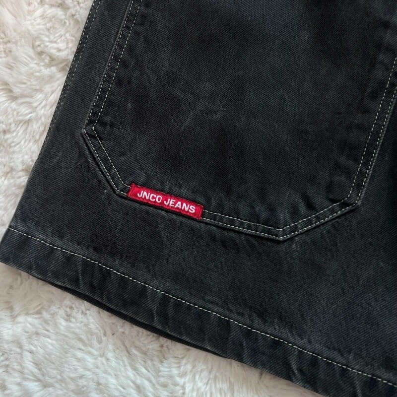 JNCO-Y2K shorts jeans baggy para homens e mulheres, padrão vintage, hip hop, gótico, streetwear, basquete, harajuku, verão, novo
