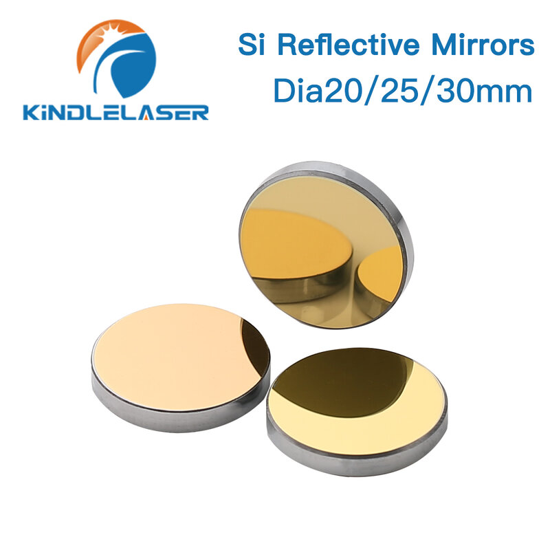 Lente reflectante de silicona chapada en oro para corte láser acrílico, 3 piezas, Co2, Si, espejos, Dia.19, 20, 25, 30, 38,1mm