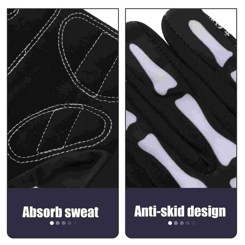 Sarung tangan uniseks dewasa, sarung tangan hitam tengkorak jari bersepeda musim gugur dan musim dingin