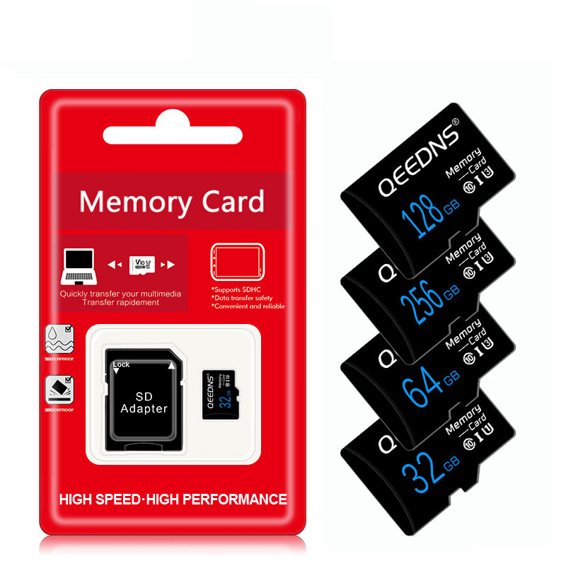 휴대폰 카메라용 미니 SD TF 카드 어댑터, 256GB 메모리 카드, 128GB 64GB U3 마이크로 SD 카드, Class10 플래시 카드, 8GB 16GB 32G, 무료 선물