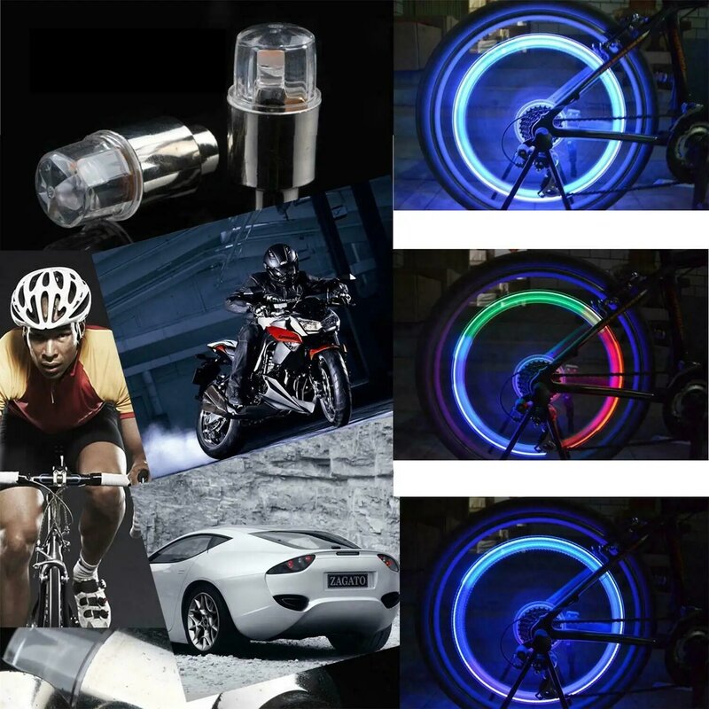 10Pcs Car Bike Wheel Valve Light Flash LED Bike Light With Battery Outdoor Night Light Cool 4 Colors Mini