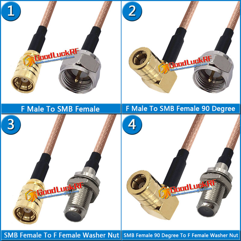1X Pcs High-quality SMB Female 90 Degree Right Angle to F Male Coaxial Type Pigtail Jumper RG316 Cable SMB to F TV