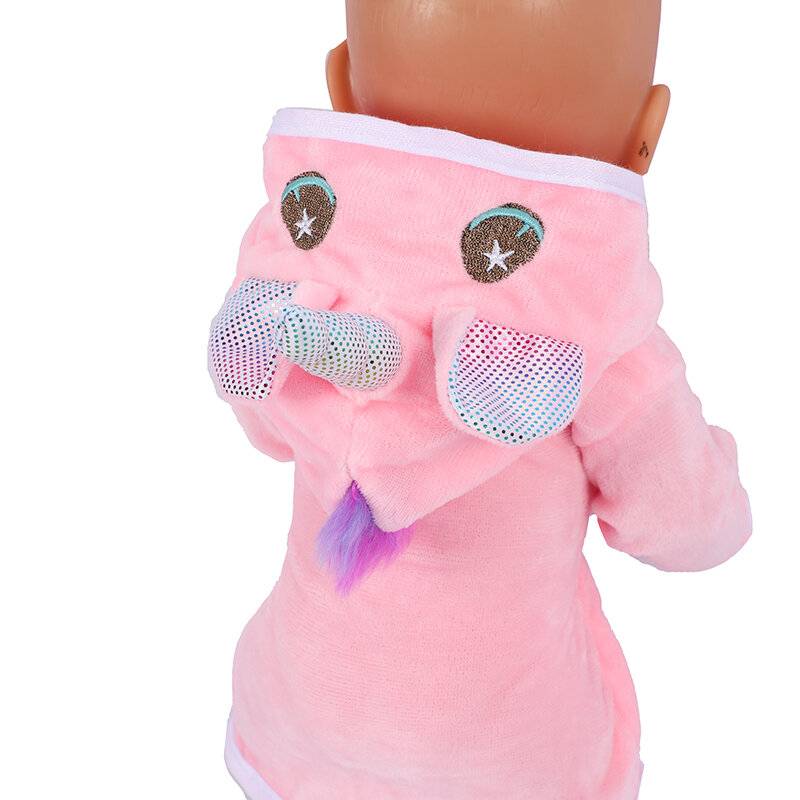 18 Polegada roupas de boneca unicórnio roupão terno 43 cm roupas de boneca nascido bebê apto americano menina boneca acessórios bonecas para meninas presente