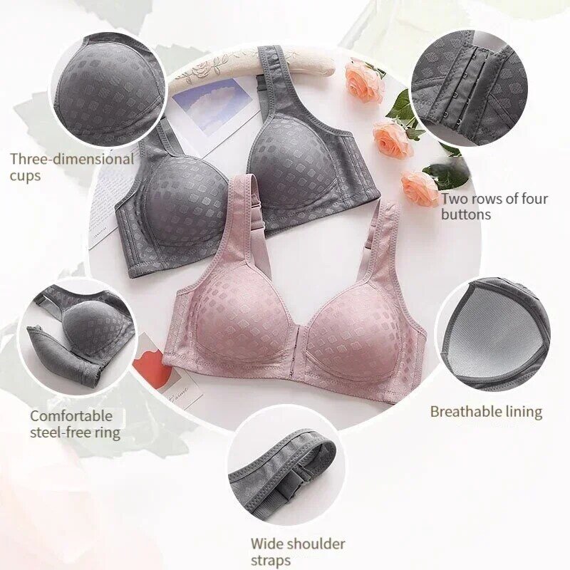 Der neue vordere Knopf Typ sexy Büstenhalter Anti-Sagging gesammelt keinen Stahlring Damen Mutter große dünne Abschnitt Unterwäsche BH
