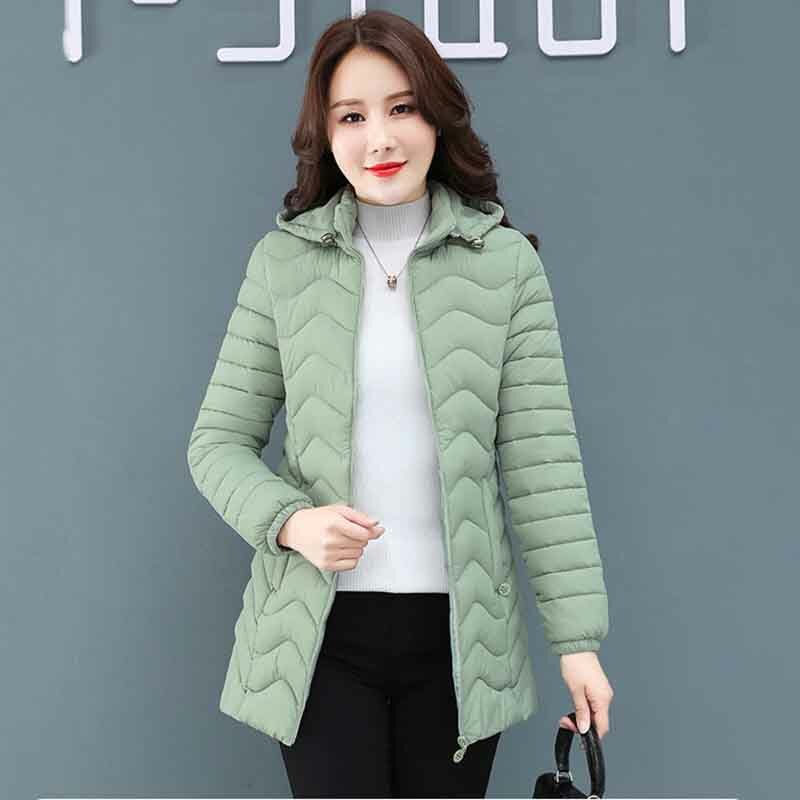 Осенне-зимнее Новое Женское приталенное пальто средней длины с подкладкой в Корейском стиле плотное свободное приталенное хлопковое пальто с капюшоном 6x