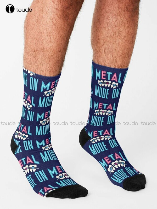 Носки в металлическом стиле для ортодонтистов, носки для мальчиков, индивидуальные носки унисекс для взрослых и подростков, Молодежные носки, забавный подарок на заказ