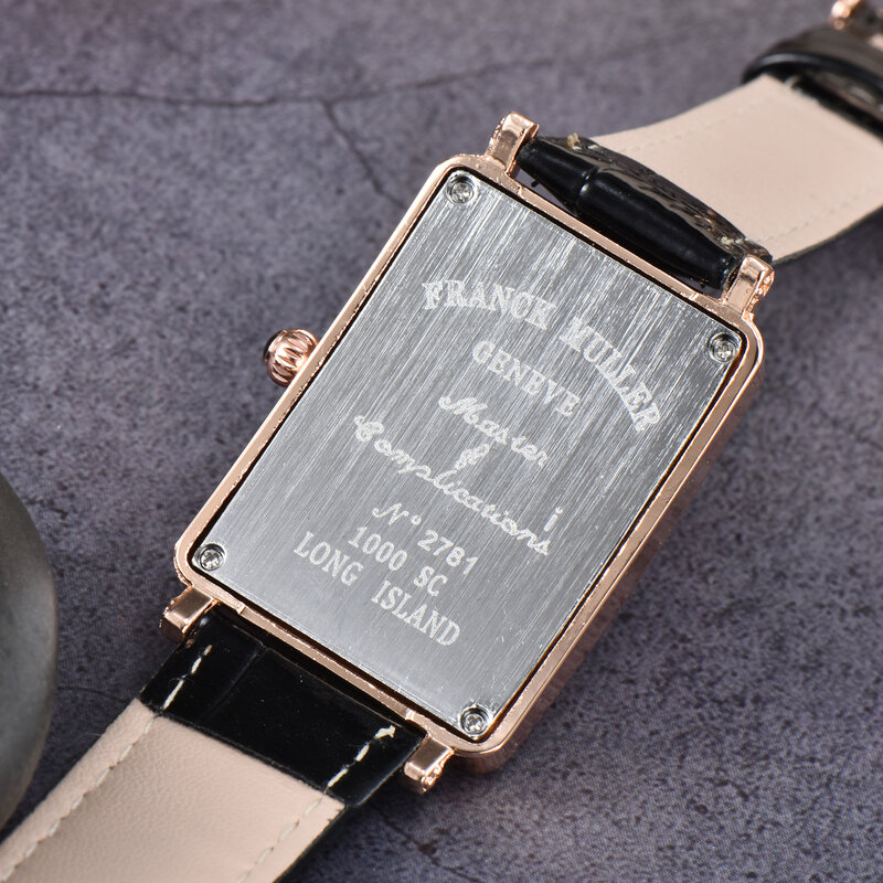FRANCK MULLER Quartz Watch for Women All Diamond Luxury Waterproof Leather Rose Gold Elegant Original Women's Quartz Watch