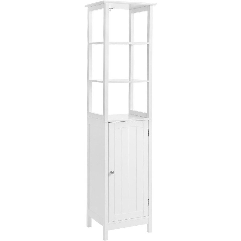 VASAGLE Floor Cabinet, Multifunctional Bathroom Storage Cabinet with 3-Tier Shelf, Free-Standing Linen Tower, Wooden Cupboard