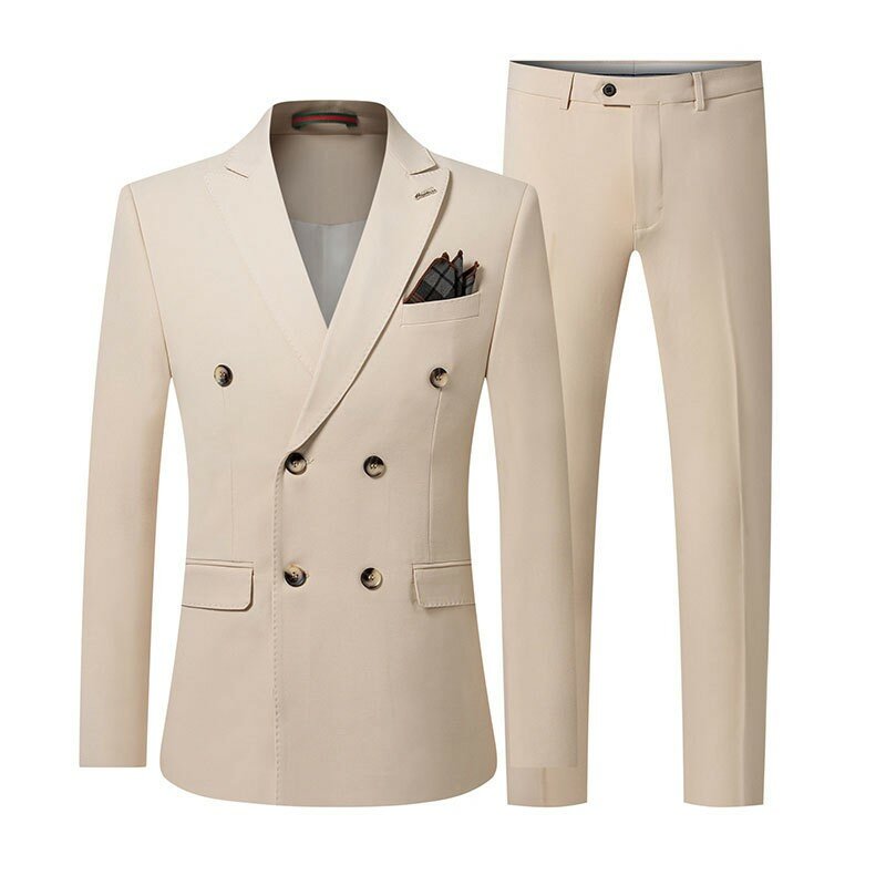 Traje blanco de 2 piezas para hombre, traje ajustado para negocios, ocio, banquete de boda, novio y mejor hombre, conjunto de chaqueta con pantalones