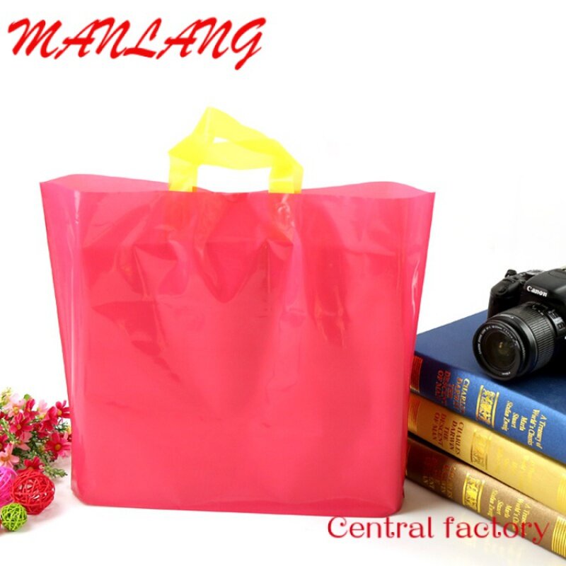 Custom  30*40cm Logo Print promotional with handle custom Plastic Shopping Bag