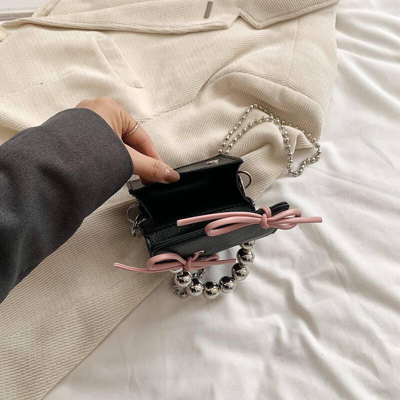 Leftside-Mini sac à bandoulière en cuir PU pour femme, sacs à main et sacs à main, design de luxe, nœud mignon, mode coréenne, 2024