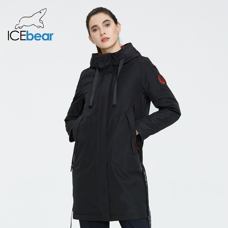 ICEbear Mantel Wanita Musim Gugur Baru 2023 dengan Tudung Pakaian Kasual Fashion Berkualitas Pakaian Merek Jaket Musim Gugur GWC20035D