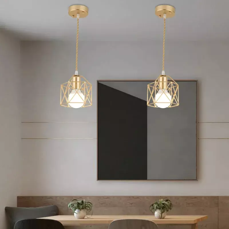 Lampada a sospensione moderna a LED ferro oro nero minimalista gabbia in metallo lampada a sospensione soggiorno ristorante negozio Bar Fixture decorazione