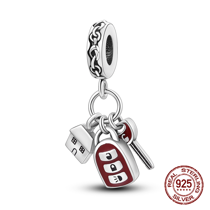 925 argento moda rossa auto chiave bus Charms pendenti perline Fit originale Pandora braccialetto Charms per le donne gioielli per feste che fanno fai da te