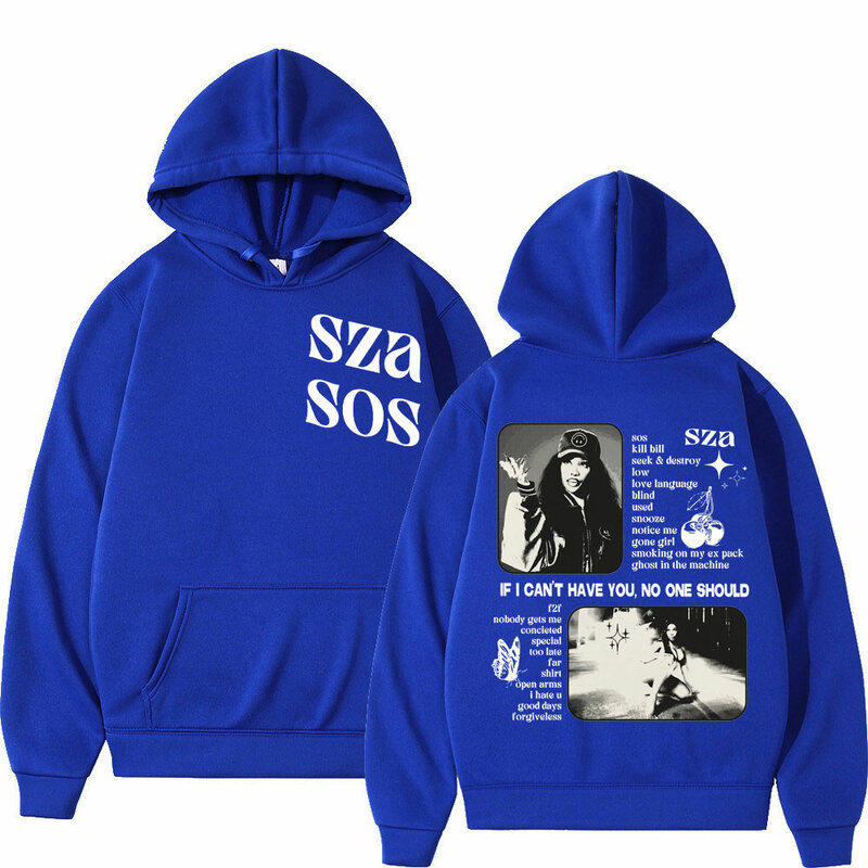 Singer SZA Hoodie SOS Pria Wanita, Hoodie gaya Y2k Retro besar musim gugur/musim dingin modis