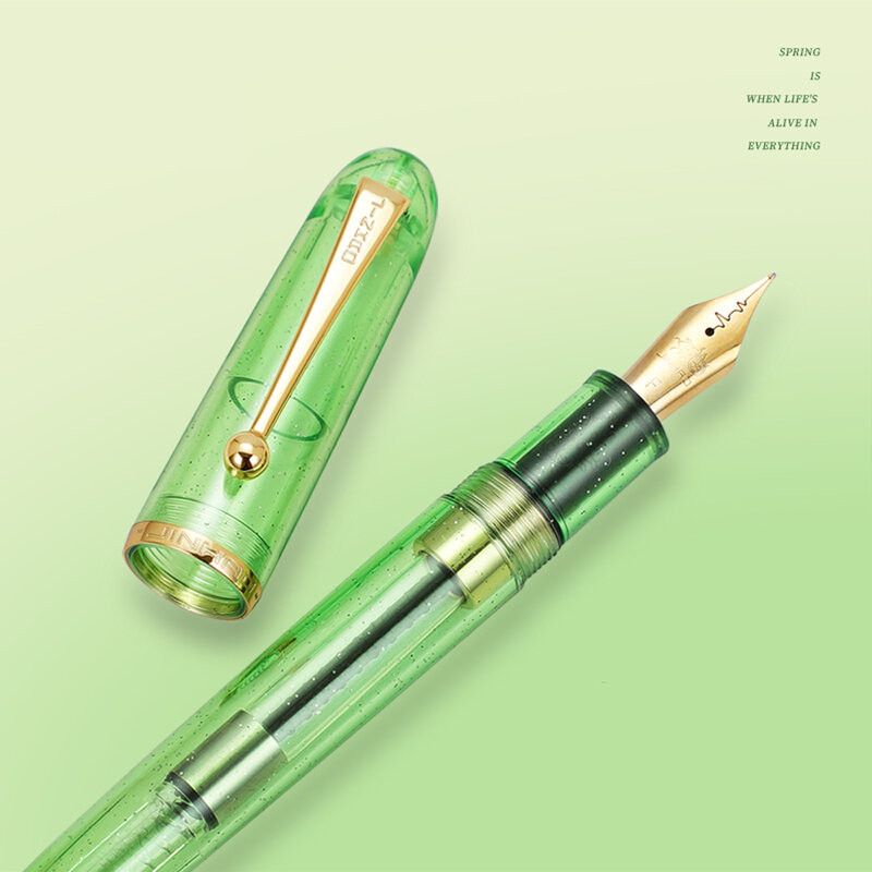 New JINHAO 9013 Fountain Pen Acrylic Transparent White Spin Pen F M Nib Stationery Office School Supplies Writing Pen PK 9019