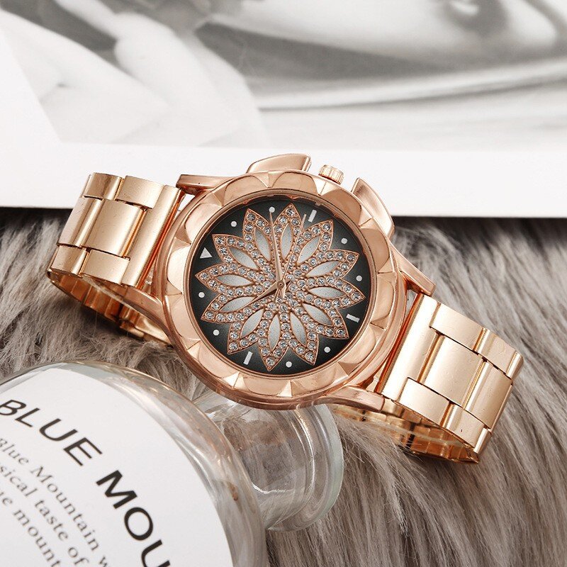 2023 neue Mode Damen Stahlband Armbanduhr Business Blütenblatt Stil cz gehobenen Schmuck Uhr Luxus uhr Frauen ulzzang