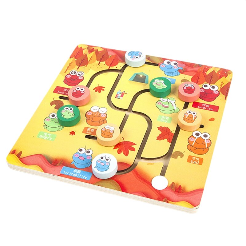 Mainan edukasi kayu labirin Tble ekspresi serangga lucu emoji warna balita edukasi dini A