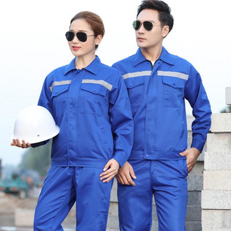 Work Clothes Coat Pants Set Reflective Workwear Set Mechanics Auto Repair Workers Protective Safety Uniform Unisex Working Suit
