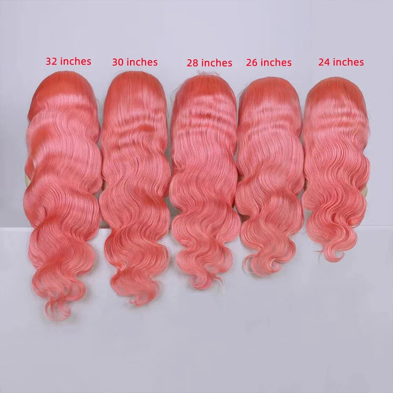 Parrucca frontale in pizzo 13x4 13x6 Hd onda del corpo parrucca rosa anteriore in pizzo colorato trasparente Pre pizzicato per parrucche di capelli umani da donna