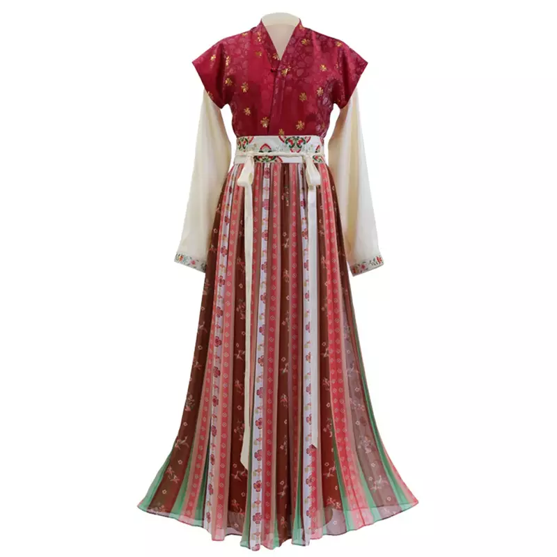 MoYuMao kostum pesta Halloween wanita, Gaun tradisional Tiongkok Royal, baju Dinasti Tang merah Hanfu untuk wanita pakaian dansa, Rok 4M