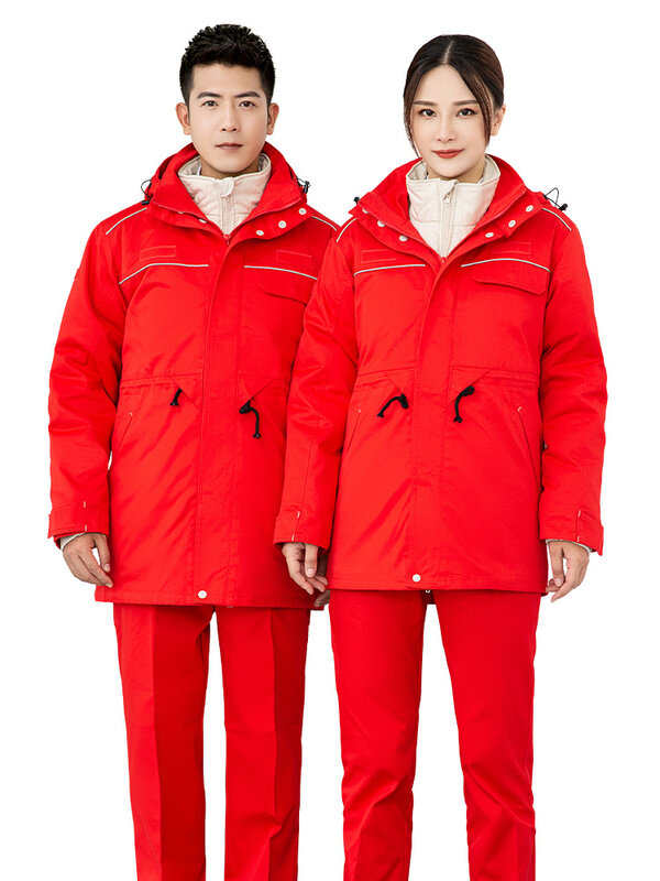 Зимняя Съемная Антистатическая рабочая одежда, Рабочий костюм с хлопковой подкладкой, плотное теплое пальто, защита труда нефтехимической фабрики