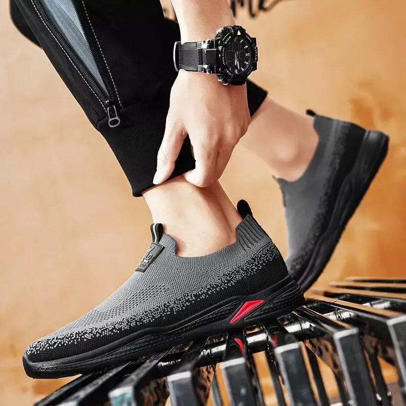 أحذية سلامة العمل ذات منصة جيدة التهوية للرجال ، أحذية الأب الأسود ، التنس ، الجري ، لوح التزلج ، الصيف
