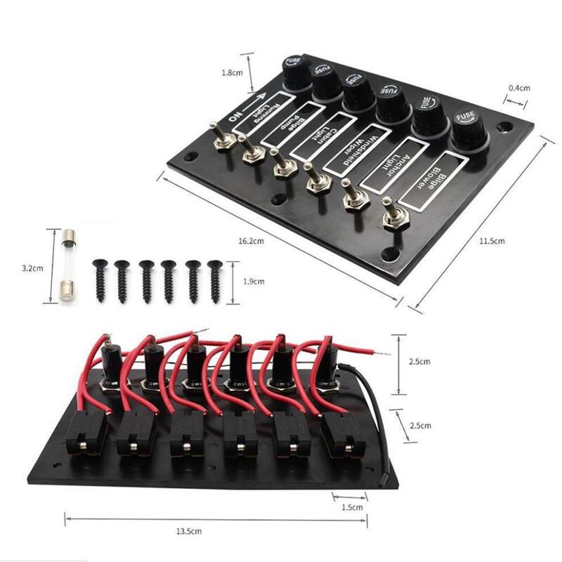 6 Gang Fused Marine Switch Panel for Boats Rv's 12 Switch Panel