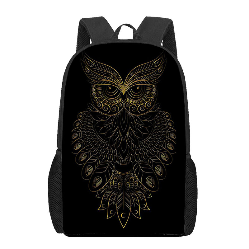 Animal Owls School Bags para meninos e meninas, Mochila escolar de impressão 3D, Kids Bag, Mochila infantil de grande capacidade