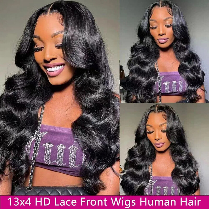 Peluca de cabello humano ondulado para mujeres negras, pelo postizo de encaje frontal, transparente, HD, 13x4, 13x6, sin pegamento, predesplumada